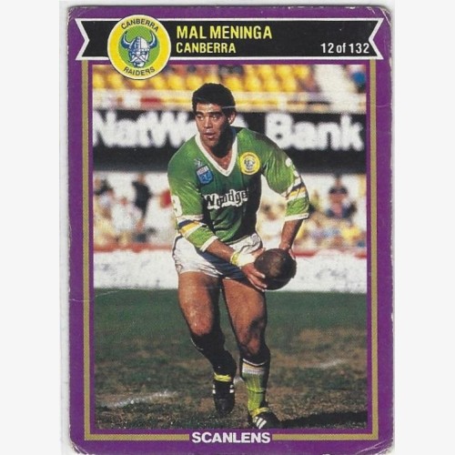 1987 CANBERRA RAIDERS SCANLENS RUGBY LEAGUE CARD #12 MAL MENINGA