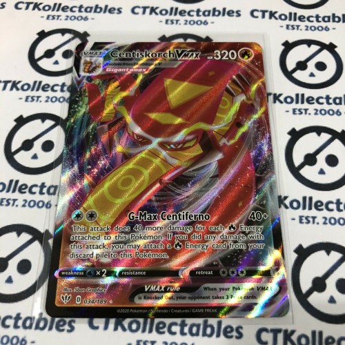 Centiskorch Vmax #034/189 Ultra Rare Pokémon Card Sword & Shield Darkness Ablaze