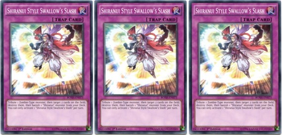 3 x Yu-Gi-Oh! Shiranui Style Swallow's Slash (BOSH-EN075) - Common - NM-MINT - 1st Edition