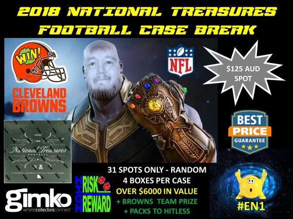 #917 NFL FOOTBALL 2018 NATIONAL TREASURES CASE BREAK - SPOT 3