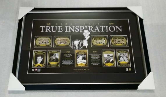 RICHMOND TIGERS HAND SIGNED TOMMY HAFEY CARD PRINT FRAMED PREMIERS OFFICIAL AFL