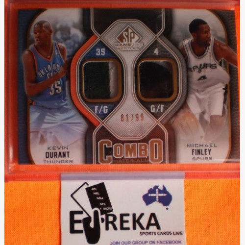 2009/10 NBA SP GAME USED COMBO MATERIALS KEVIN DURANT / MICHAEL FINLEY #81/99 - OKC THUNDER / SA SPURS