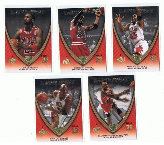 2008-09 NBA UPPER DECK MICHAEL JORDAN LEGACY 5 CARD LOT - #176, #631, #712, #852, #1034