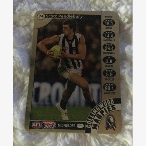 2013 AFL TEAMCOACH GOLD  CARD COLLINGWOOD MAGPIES SCOTT PENDLEBURY