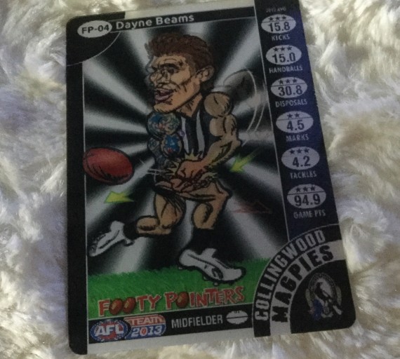 2013 AFL TEAMCOACH FOOTY POINTERS CARD COLLINGWOOD MAGPIES DAYNE BEAMS