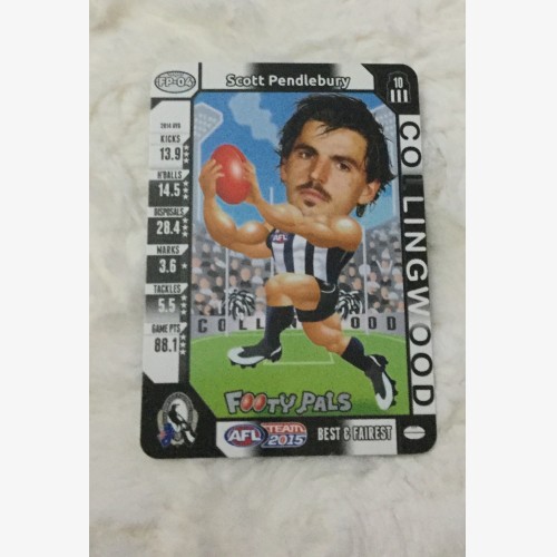 2015 AFL TEAMCOACH FOOTY PALS CARD COLLINGWOOD MAGPIES SCOTT PENDLEBURY