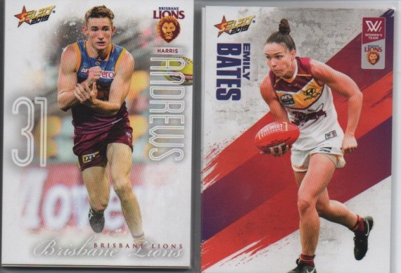 2019 AFL SELECT FOOTY STARS COMMON  + WOMEN TEAM SET - 15 CARDS - BRISBANE LIONS