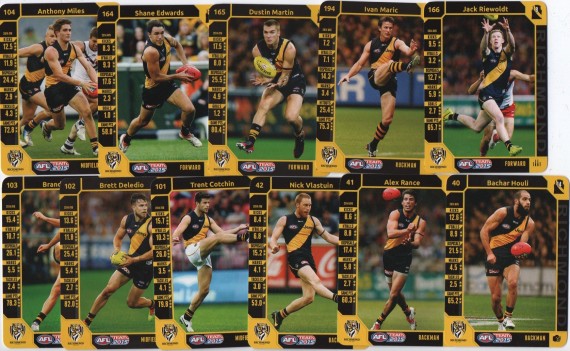 2015 AFL TEAMCOACH COMMON  TEAM SET - 11 CARDS - RICHMOND TIGERS