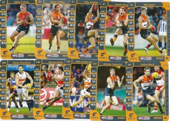 2015 AFL TEAMCOACH COMMON  TEAM SET - 10 CARDS - GREATER WESTERN SYDNEY GIANTS