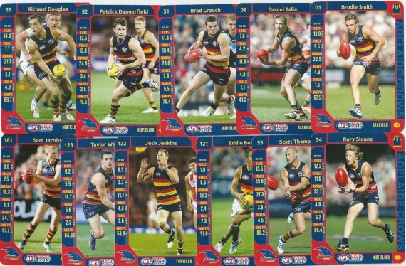 2015 AFL TEAMCOACH COMMON  TEAM SET - 11 CARDS - ADELAIDE CROWS