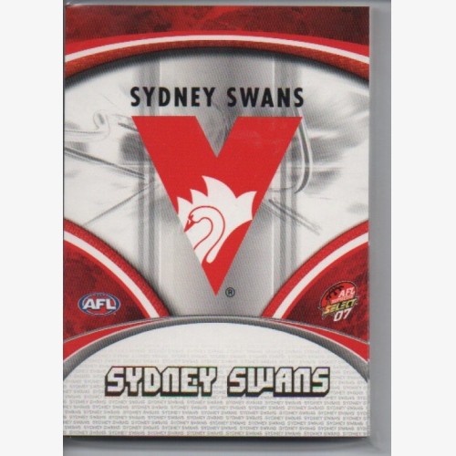 2007 AFL SELECT SUPREME COMMON  TEAM SET - 12 CARDS - SYDNEY SWANS