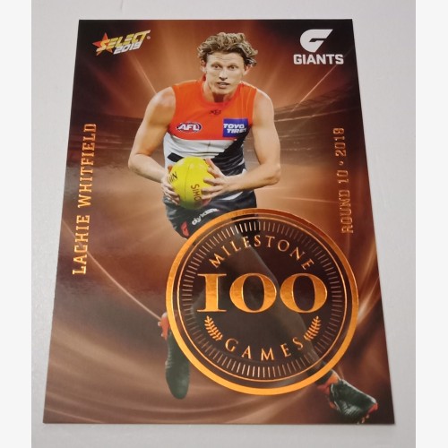 2019 AFL SELECT FOOTY STARS MILESTONE 100 GAMES MG37 LACHIE WHITFIELD GREATER WESTERN SYDNEY GIANTS
