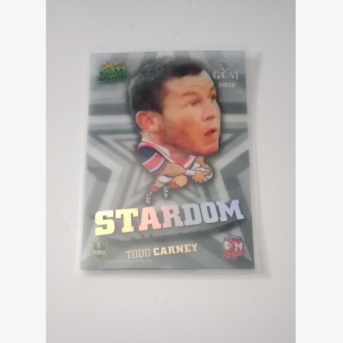 2011 NRL SELECT CHAMPIONS STARDOM GEM CARD #MG16 TODD CARNEY SYDNEY ROOSTERS