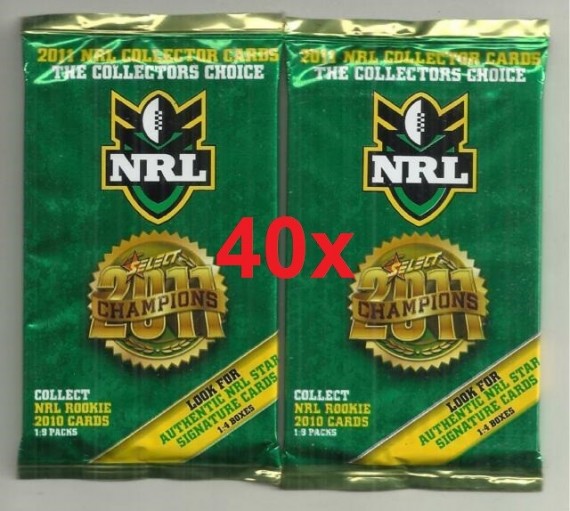 40x 2011 NRL SELECT CHAMPIONS SEALED PACKS - 8 PREMIUM CARDS PER PACK *FREE POSTAGE*