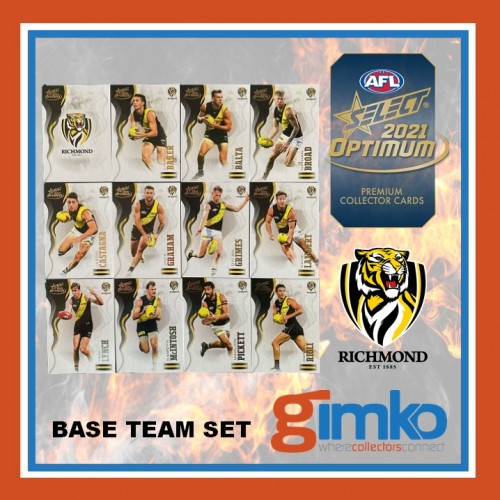 2021 AFL SELECT OPTIMUM 12 CARD BASE TEAM SET - RICHMOND TIGERS