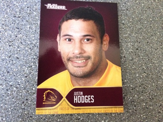 2015 NRL Traders Faces of the Game Card - Justin Hodges - Broncos