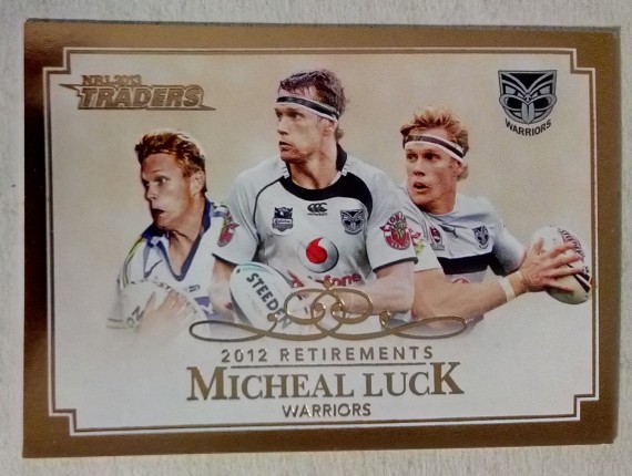 2013 NRL traders retirements card  R8 Michael luck warriors