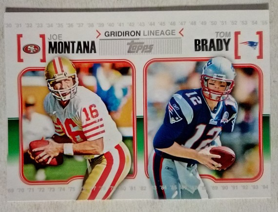 2010 Topps NFL gridiron lineage Joe Montana/Tom Brady