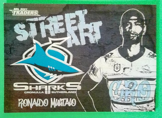 2021 NRL traders black Street arts card sab04 Ronaldo Mulitalo 🦈