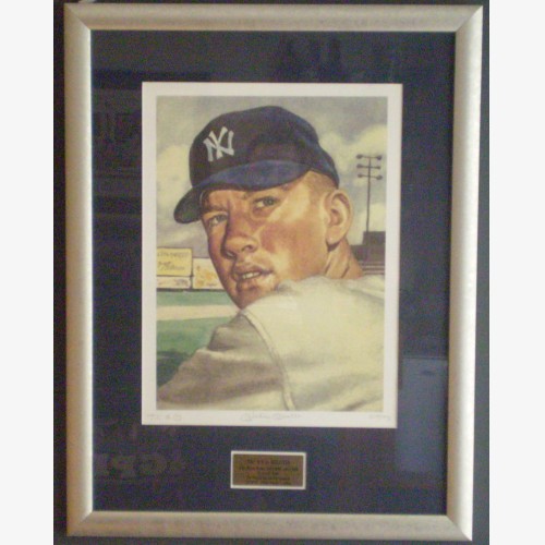1953 Topps MICKEY MANTLE Autographed and Framed Print Limited Edition