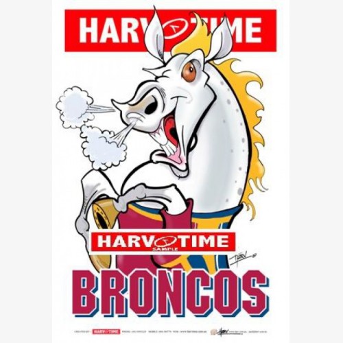 Brisbane Broncos Mascot (Harv Time Poster)