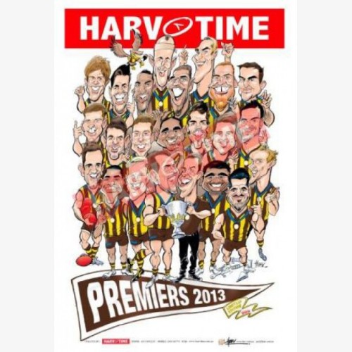Premiers Players Print - Hawthorn Hawks (Harv Time Poster)