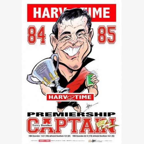 Terry Daniher - Essendon Bombers Premiership Captain (Harv Time Poster)