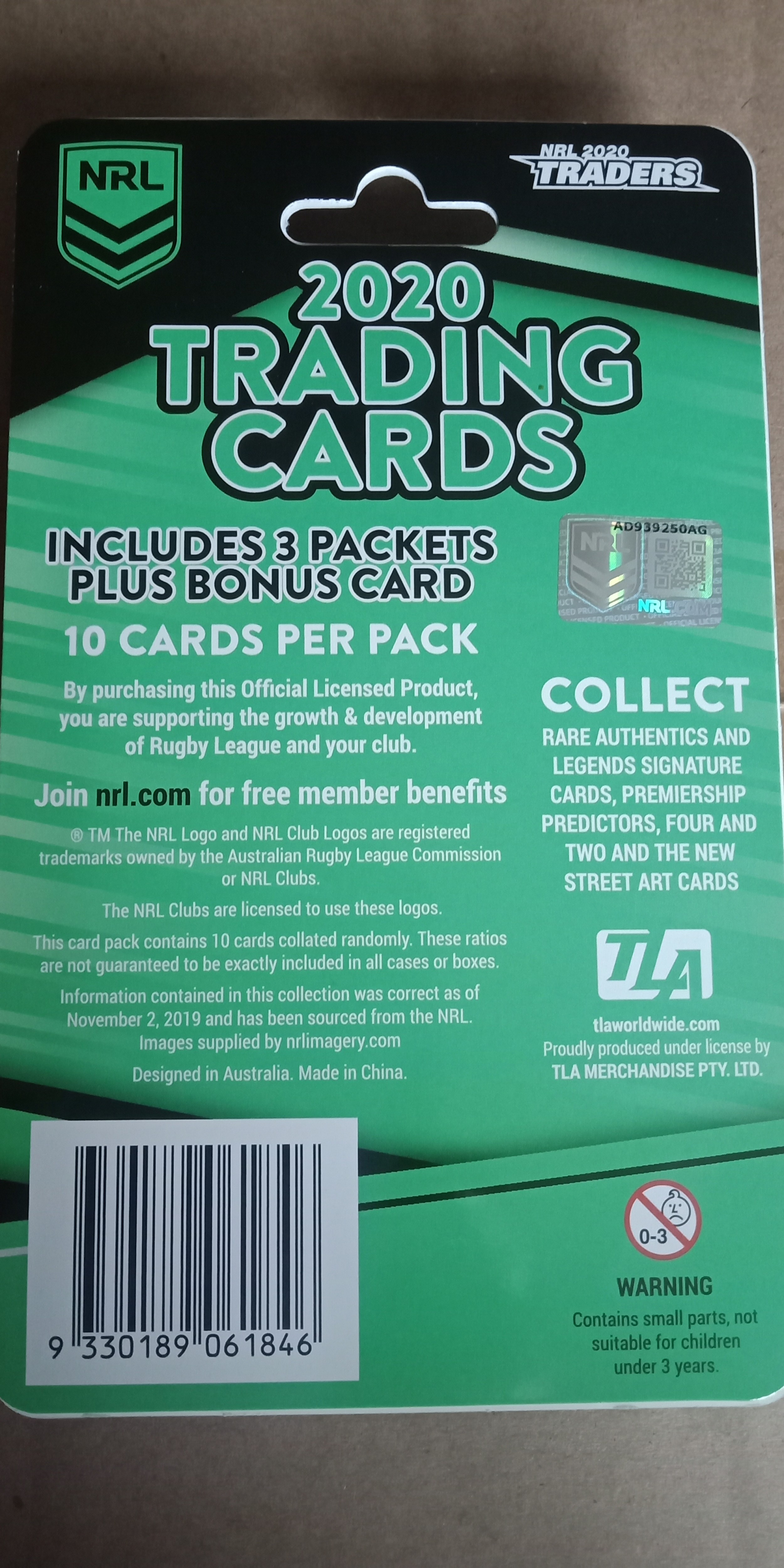 5 x 2020 TLA NRL TRADERS CARDS HOBBY STARTER PACK (3 packets & a bonus