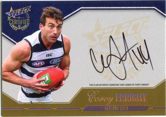 2016 Select Certified AFL Certified Signatures SCS14 Corey Enright 100/240 - Geelong Cats