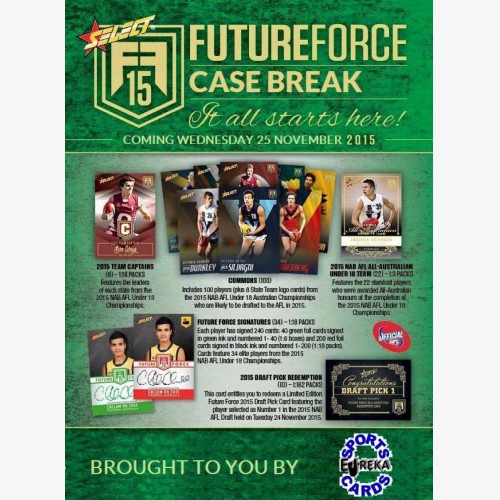 #198 EUREKA SPORTS CARDS AFL SELECT 2015 FUTURE FORCE CASE BREAK - SPOT 10