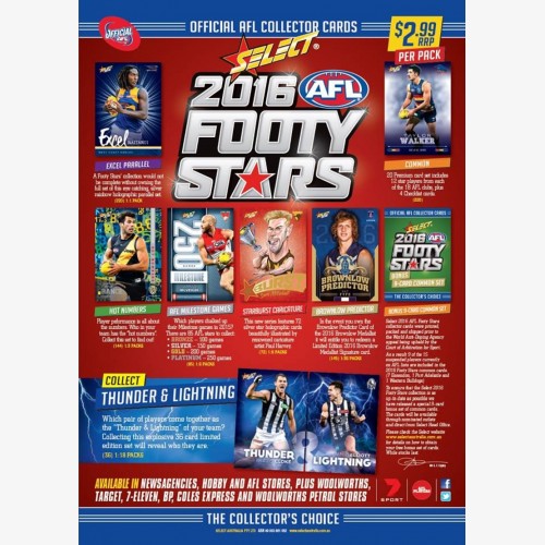 #270 EUREKA AFL 2016 SELECT FOOTY STARS 3x BOX BREAK + VALUE PACKS - SPOT 9