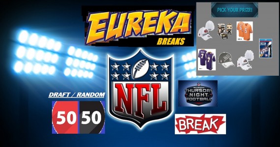 #338 EUREKA SPORTS CARDS NFL 50-50 BREAK - SPOT 14