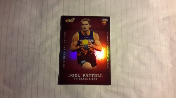 2013 Select AFL Champions Joel Patfull Best and Fairest BF2 Brisbane Lions