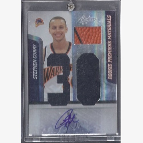 2009-10 Absolute Memorabilia Rookie Materials Jumbo Jersey Numbers Basketball #144 Stephen Curry  RC AUTO 12/25 - Golden State Warriors