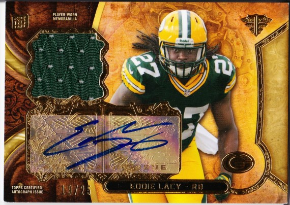 2013 Topps Triple Threads Rookie Autograph Relics Gold Eddie Lacy /25 - Green Bay Packers / Alabama