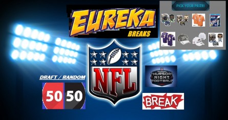 #358 EUREKA SPORTS CARDS NFL 50-50 BREAK