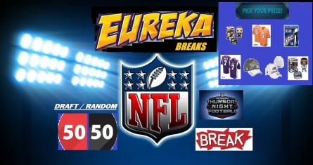 #379 EUREKA SPORTS CARDS NFL 50-50 BREAK