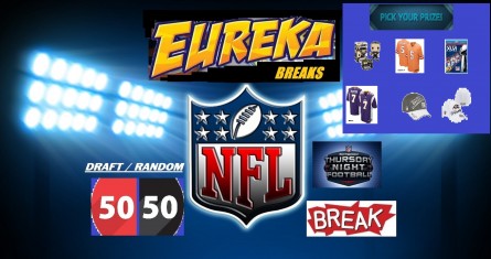 #386 EUREKA SPORTS CARDS NFL 50-50 BREAK