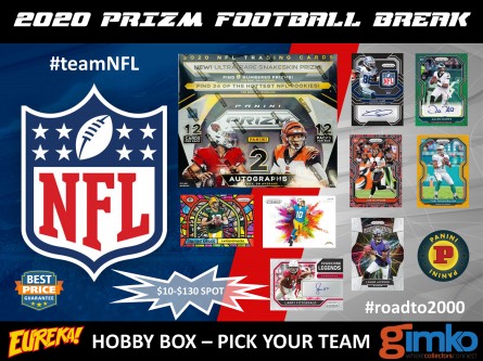 #1273 NFL FOOTBALL 2020 PRIZM HOBBY BOX PYT BREAK