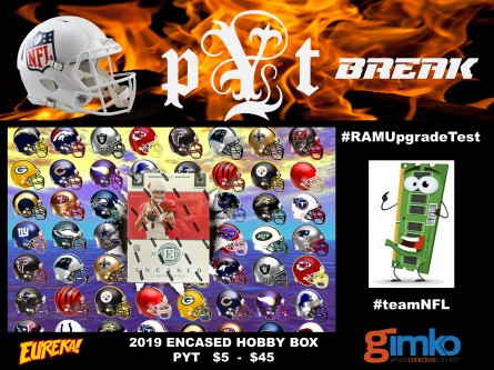 #1097 NFL FOOTBALL 2019 ENCASED HOBBY BOX PYT BREAK