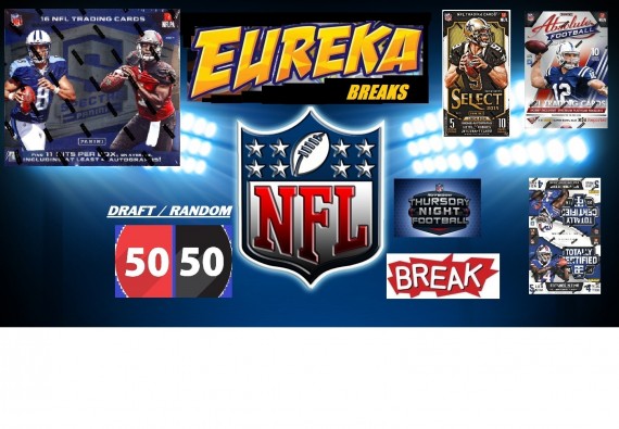 #308 EUREKA SPORTS CARDS NFL 50-50 BREAK  - SPOT 2