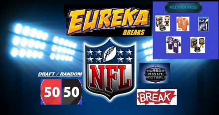 #421 EUREKA SPORTS CARDS NFL 50-50 BREAK