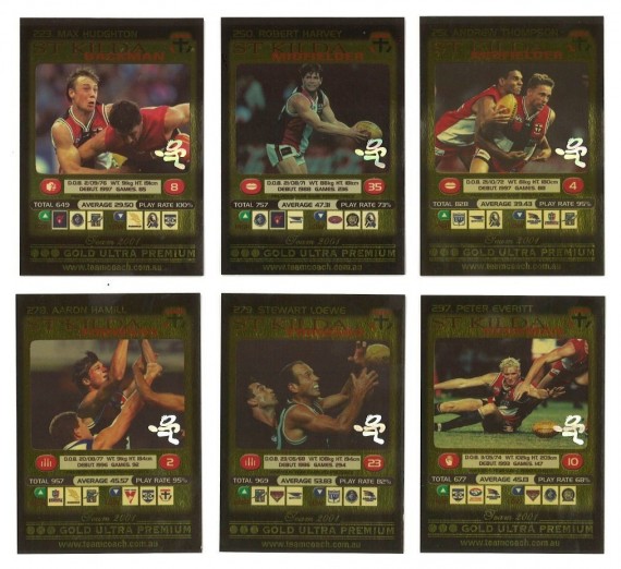 2001 TeamCoach  Prize Card  St Kilda Saints 6 Card Complete Team Set