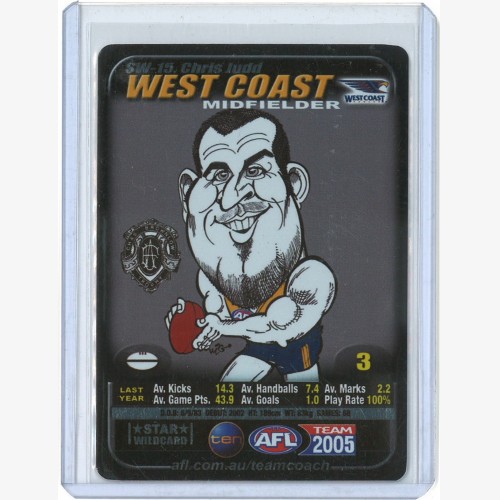2005 TeamCoach Star Wild Brownlow SW-15 Chris Judd - West Coast Eagles - EXTREMELY RARE -  ONLY 44 MADE!!