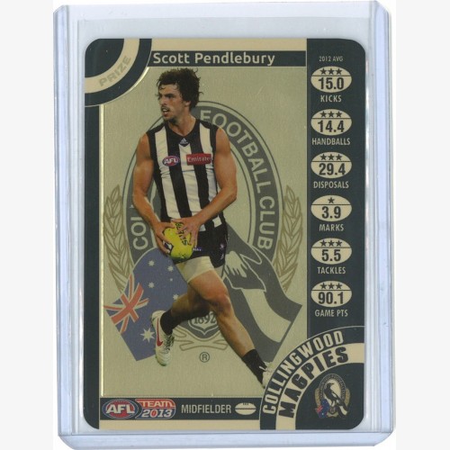 2013 TeamCoach Prize Card Scott Pendlebury - Collingwood Magpies