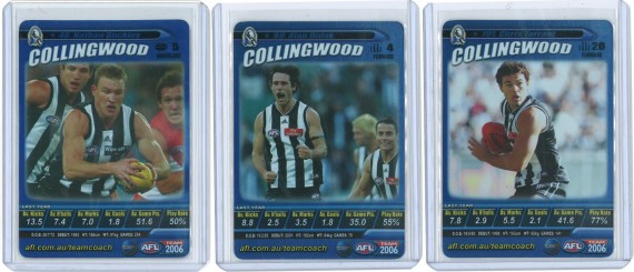 2006 TeamCoach Prize Card Collingwood Pies 3 Card Complete Team Set