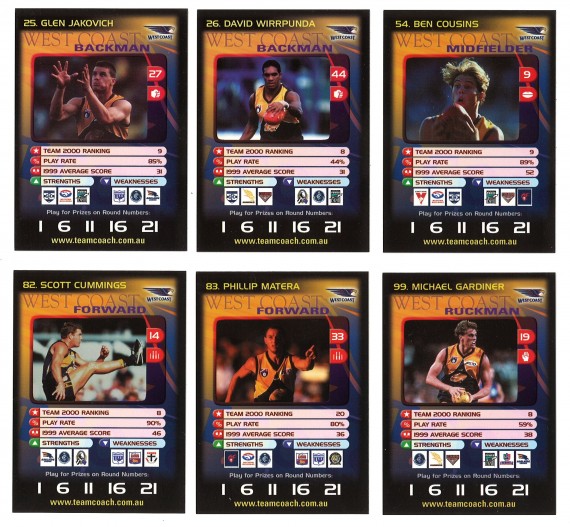 2001 TeamCoach West Coast Eagles Team Set 36 Cards (ULTRA RARE) - NOT OFFICIALLY RELEASED