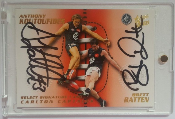 2004 Select AFL Ovation Captain Signature Card CS19 Anthony Koutoufides / Brett Ratten 51/60 - Carlton Blues