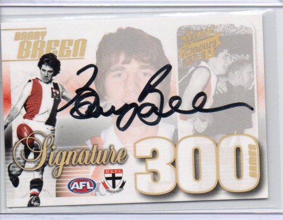 2014 Select Honours 300 Games Case Card Signature CC53S Barry Breen 19/50 - St Kilda Saints