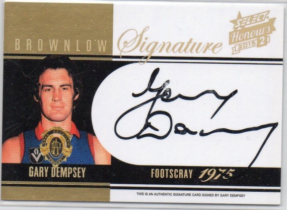2015 AFL Select Honours 2 Brownlow Signature BMS8 Gary Dempsey  057/200 - Western Bulldogs